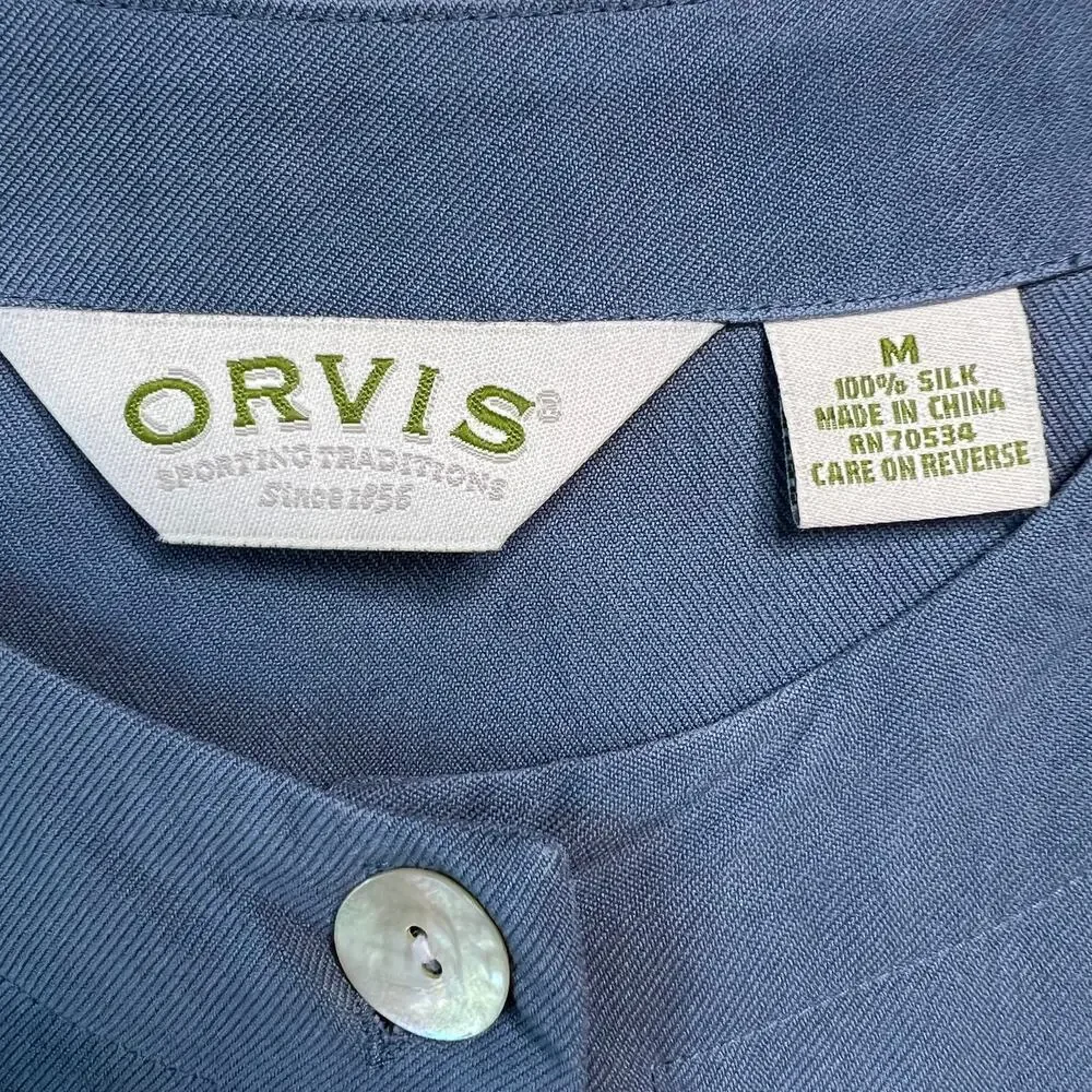 ORVIS Women's 100% Silk Short Sleeve Button Down Shirt Classic Minimalist Size M - Picture 3 of 13